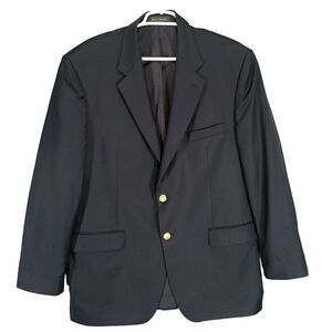 Ralph Lauren Sport Jacket Mens Navy‎ Blue Wool Blazer Gold Button Size 44L